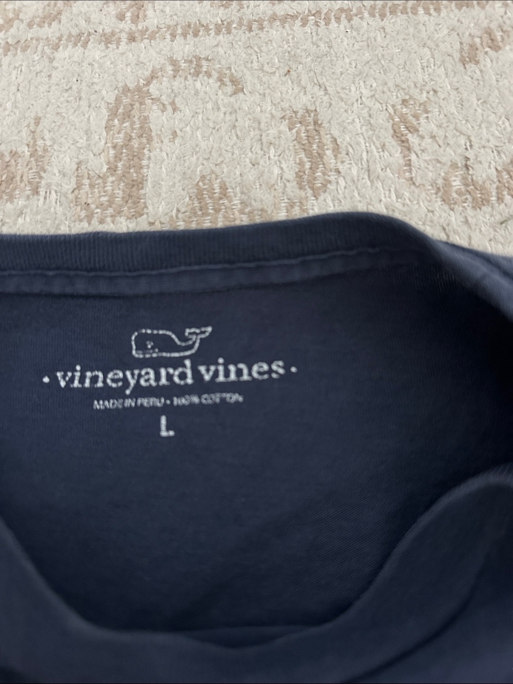 Vineyard Vines Navy Long-Sleeve Pocket Tee with Whale Patch - Picture 2 of 3